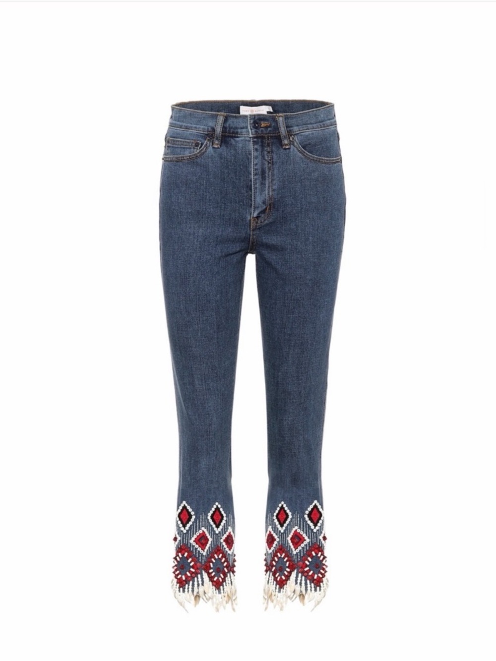 Tory Burch Womens Blue MIA embellished jeans